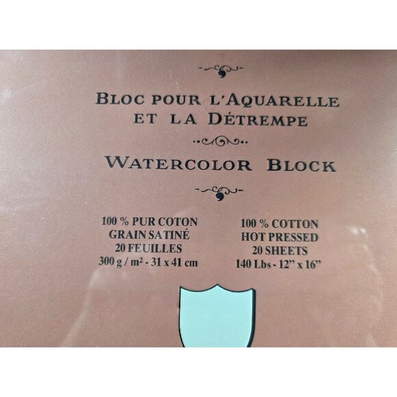 Arches Aquarelle Watercolor Block 12x16 140 Lb 100% Cotton Hot Pressed 20 Sheets - Picture 2 of 6